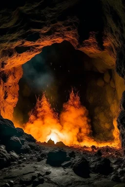 fire explosion in side a cave