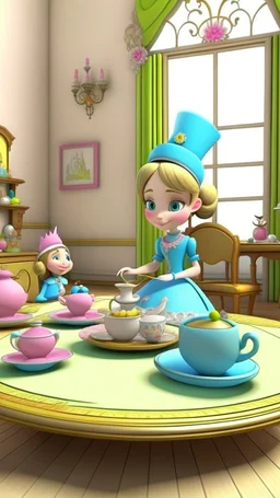 Princess Penelope's preparations for the tea party,cartoon,3D