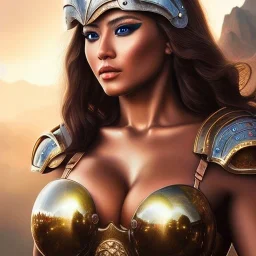 Ultra detailed fullbody Portrait in oil on canvas of busty female Boii warrior with armor,helmet,extremely detailed digital painting,ultrarealistic skin,intense stare, extremely detailed face, crystal clear eyes, mystical colors ,perfectly centered image, perfect composition, rim light, beautiful lighting,masterpiece ,8k, stunning scene, raytracing, anatomically correct, in the style of Simon Bisley and Ohrai Noriyoshi and robert e howard and Steve Jung and Wizyakuza and uncannyknack.