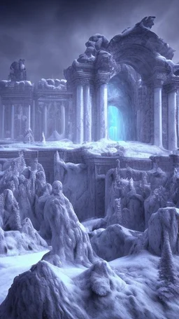 Une cite antique bloquée dans un glacier éternelle. La nécropole semble figée dans le temps.