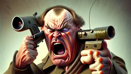 ANGRY RUSSIAN POINTING GUN AT THE PHONE