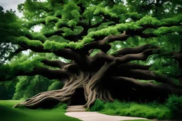 The Great Deku Tree from Zelda, but in real life, in Wisconsin, in the summer. Photograph.