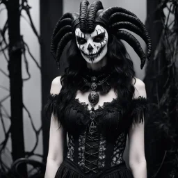 In the shadowed depths of the VHS tape, the mummy xenomorph emerged, a fusion of ancient horror and extraterrestrial dread. Draped in the skimpy clown costume that defied all norms, this monstrous being moved with an eerie, otherworldly grace. Its gothic Killstar clothing adorned with intricate lace and black slime tar designs, creating a macabre display of terror and allure.