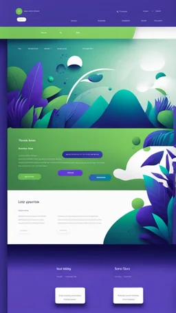 simple art style that show webiste's home page use bright green and dark blue-purple