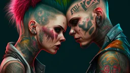 love, woman, man hooligan punk, tattoo, high resolution, Artstation trends, smallest details, 8K