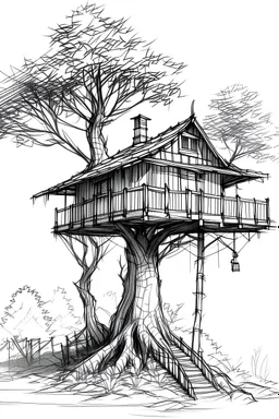 Help me generate a tree house sketch