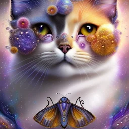 a beautiful, stunning mixed media artwork of cat made of clouds, butterflies, milky way, digital painting, hyper-realistic, intricate, high-quality, fine-detail, in the style of Lea Roche, Dottie Dracos, brian froud, howard lyon, selina french, anna dittmann, annie stokes, lisa parker, greg rutowski,