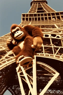 polaroid of donkey kong climbing the eiffel tower