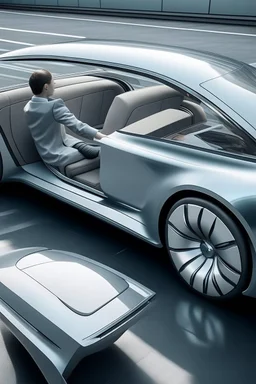 A car that has a single human hand on the outside