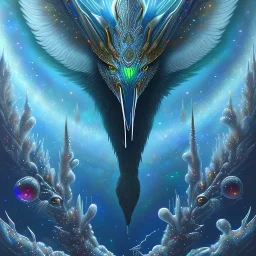 icy cosmic ,mythical beautiful mammalian creature ,feathers ,dmt, majestic, ominous, ice,perfect anatomy, scales,frost on skin, dnd character portrait, intricate, oil on canvas, masterpiece, expert, insanely detailed, 4k resolution, retroanime style, cute big circular reflective eyes, cinematic smooth, intricate detail , soft smooth lighting, soft pastel colors, painted Rena