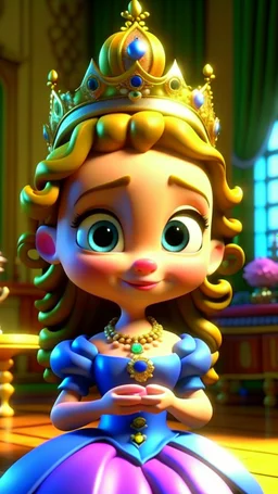 "Come one, come all," Princess Penelope cried, To the royal abode, where joy would reside. In her hand, a secret, a gift pure and sweet, Tea cups of wonder, a surprise hard to beat.cartoon,3D