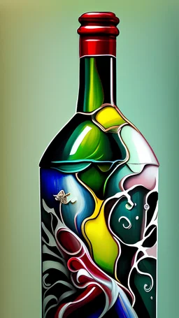 Pintura acrilica de una copa de vino