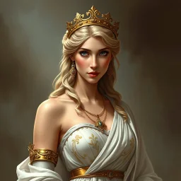 a beautiful noble woman, Athena, Aphrodite, young, pretty, dress, digital art