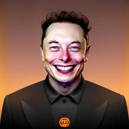 Goofy bucktooth smile on cross-eyed Elon musk