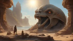 detailed intricate scenery very detailed elongated skull annunaki and Draco reptilians realistic, photorealistic technological, art by , Greg Rutkowski bruce pennington, in the style of , Lors of the rings Pirates of the caribbean, sunlight crepuscular rays, tension creation peace, Unreal Engine highly detailed post-processing elegant reflections cinematic