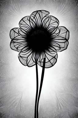 Realistic x-ray flower with intricate details, texturized effect, black and white, inspired by Hugh Turvey, Bert Myers and flower photography