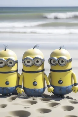 minions in a beach