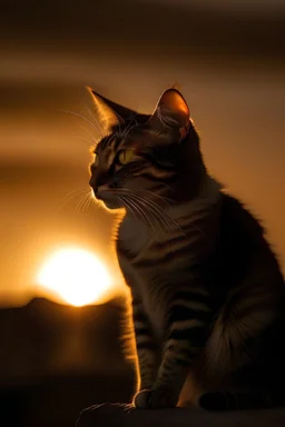 a cat in the sunset