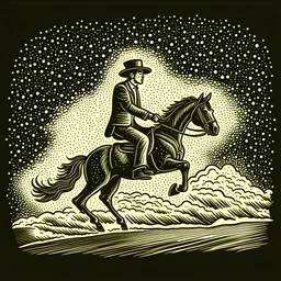 a man riding a comet