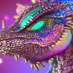 a baby dragon made of crystals and gems, glittery scales, iridescent wings, muted rainbow colors, intricate, stunning, fine detail, 8k, sharp, crisp, high-quality, 3d octane render, detailed matte, brian froud, howard lyon, selina french, anna dittmann, lisa parker, greg rutowski, alphonse mucha