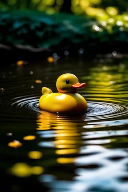 rubber ducky in a pond