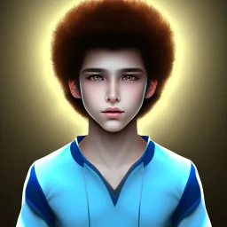 beautiful 12 year old arabic boy with curly hair and light blue eyes