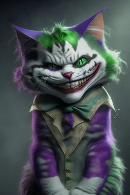 A picture of a cute cat in the form of a joker, a professional, high JPEG image