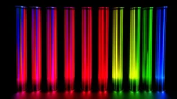 Ein Regenbogen von Links nach rechts, von violett zu rot in Nanometer