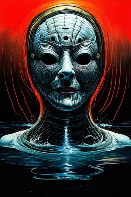 quietly drowning in your mask; Neo-Surrealism; Optical Art; De Chirico; Giger