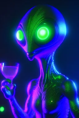 partying alien ,3d 4k octane render, smooth, sharp focus, highly detailed, unreal engine 5,