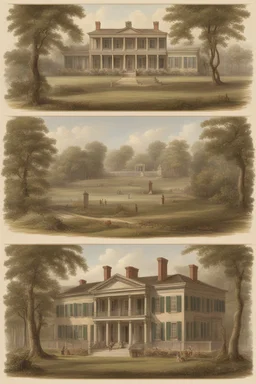 Illustrate a grand plantation setting in the 1800s, with Isaac Franklin and John Armfield as wealthy slave owners. Highlight their opulent lifestyle and the beginning of their partnership.