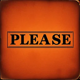 photograph, the word 'PLEASE' in the style of a vintage music album