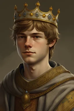 Generate a 12th century portrait of a young, king