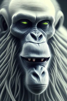 old ape alien, head,8 eyes, evil, 8k, with hairs, finely detailed, photo realistic, HR Giger style