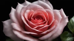 Photoreal extreme close-up of a rose against a black background exuding beauty that blends seamlessly with the natural surroundings and hair cascading down her back like a waterfall of obsidian and eyes holding a spark of wild intelligence, otherworldly creature, in the style of fantasy movies, shot on Hasselblad h6d-400c, zeiss prime lens, bokeh like f/0.8, tilt-shift lens