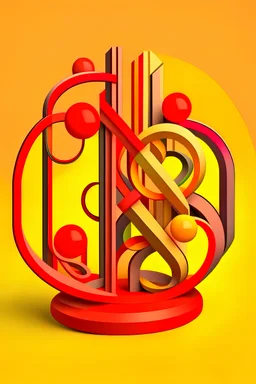 Staff of Systematism in the style of games of the Middle Ages, warm colors, three-dimensional model