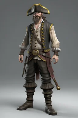 pirate, realistic style, full figure frontal view, no beard and no hair