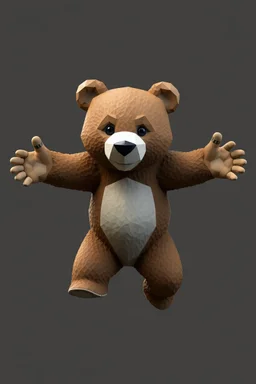 high poly teddy bear fighter with outstretched arms