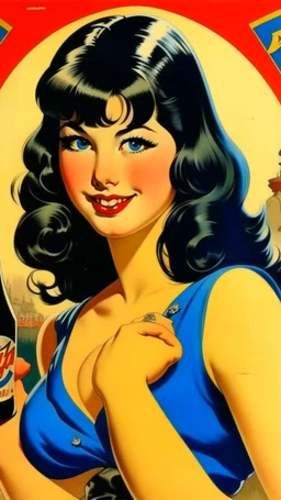 Betty Page art from japanese style 1900 movie. PEPSI