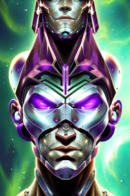 cyborg man, super ,nion ,purple, extremely beautiful art, cosmic, highly creative, rich colors, amazing details