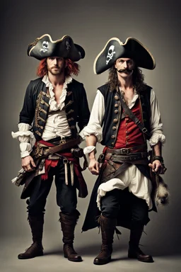 Men in pirate costumes with badger faces