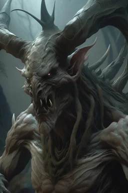 Bosch nightmares paint inf style Title: a creature with horns ,insanely detailed octane render trending on artstation, 8k artistic photography, photorealistic concept art, soft natural volumetric cinematic perfect light, chiaroscuro, award-winning photograph, masterpiece, oil on canvas, Raphael, Caravaggio, Greg Rutkowski, people, beksinski, Giger