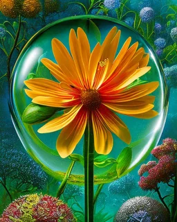 Surreal Waiizii Flower inside a glass sculpture, Art by Joshy Sly,