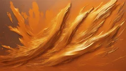 Hyper Realistic Golden-oil-paint-strokes on orange-background with burning-embers on it