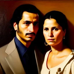 portrait of Jacobo Santiago Mozos born in 1976 and Gemma Arnau Arnau born in 1979,by DIEGO VELÁZQUEZ, oil on canvas, cinematic composition, extreme detail,8k,fit full head inside picture