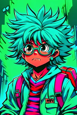 Deku 80's style, 8k, Cartoon Art Style