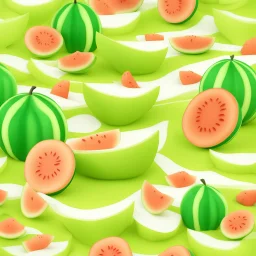 melon fruit land. illustration 3d style. HD