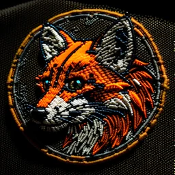 full screen; stylish embroidered patch featuring idiotprojketet;if Firefox browser logo was a real animated fox, sharp and detailed.; fox face in mosaic, in the style of andrew atroshenko, peter gric --ar 73:109 --stylize 750 --v 6