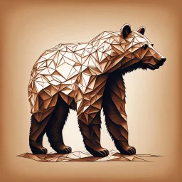 silhouette of a brown bear, letterpress style 2d lowpoly lookalike, minimalistic high contrast pencil art