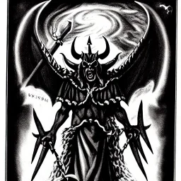 Devil demon satan king knights war code prophecy black and white